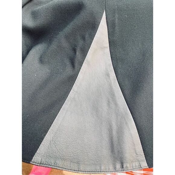 Vintage Elizabeth New York size 12 black wool and leather midi skirt - Picture 5 of 9